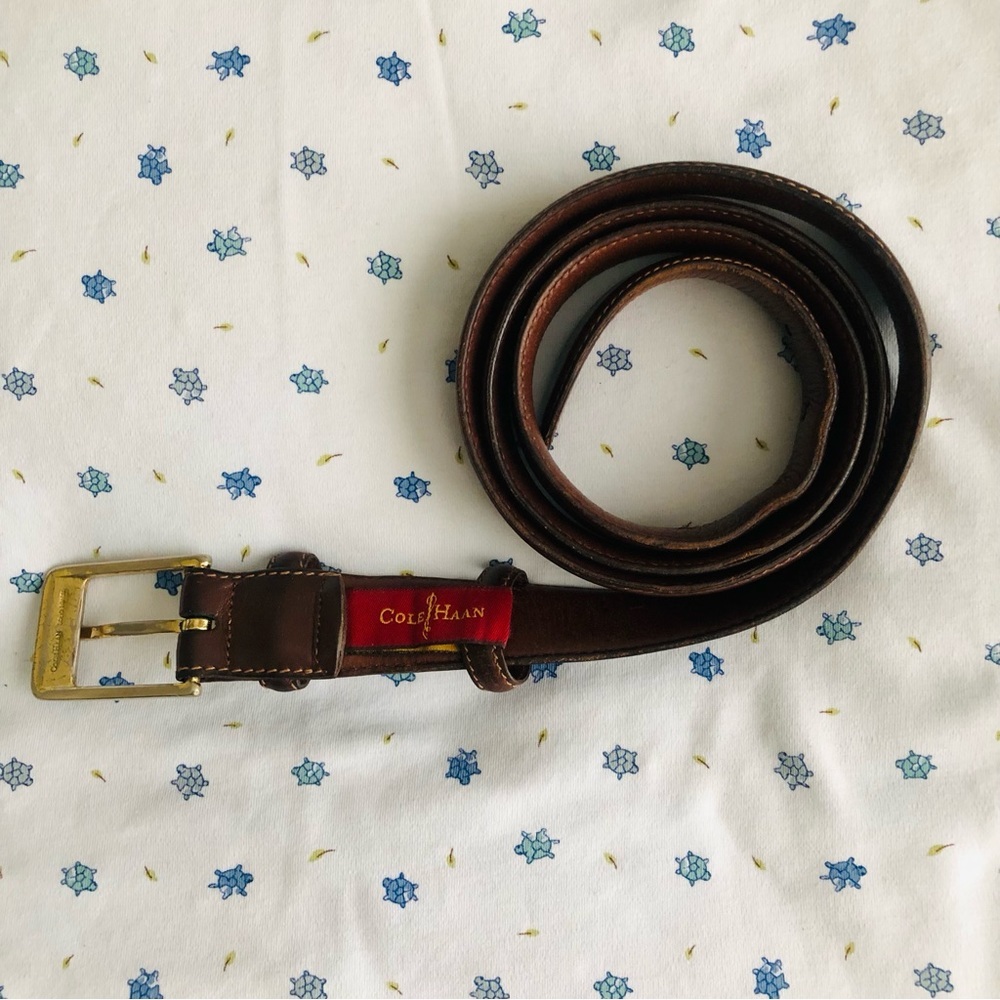Vintage Cole Hann Authentic Brown Leather belt.Length: 48 inches